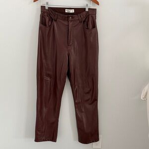 Abercrombie and fitch the 90’s straight ultra high rise Brown Faux Leather Pants